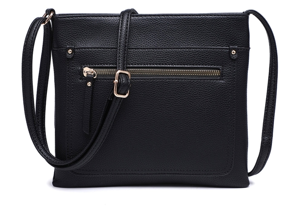 Faux leather messenger bag