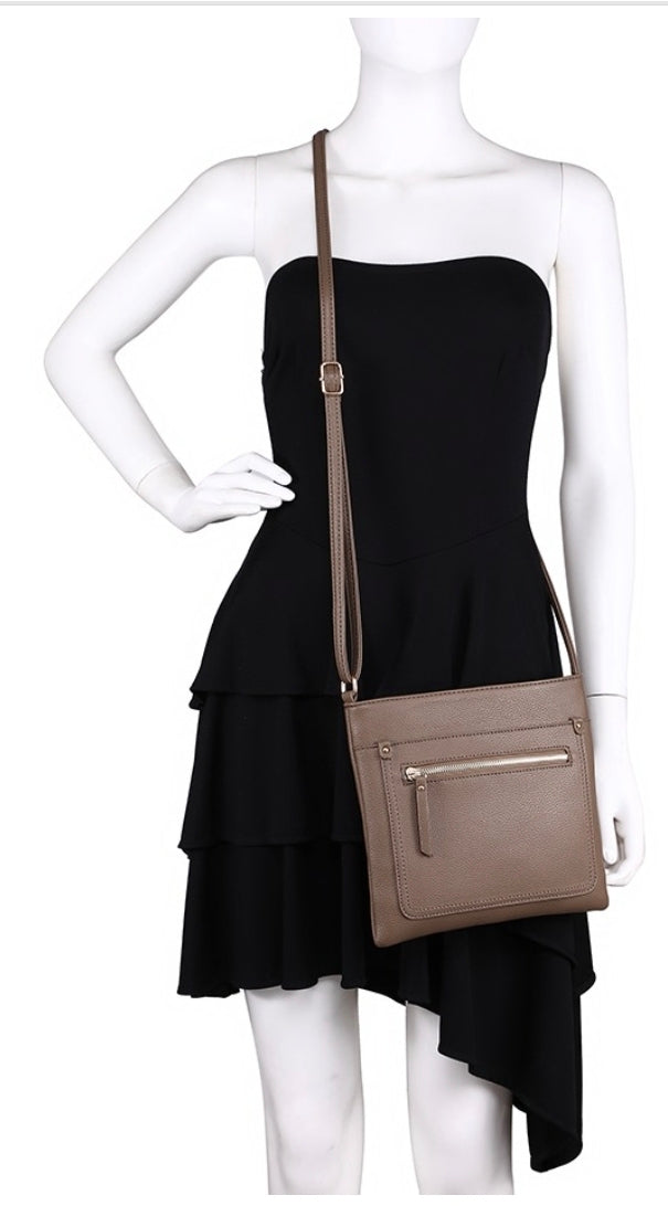 Faux leather messenger bag