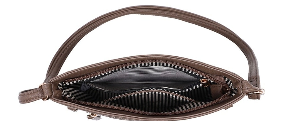 Faux leather messenger bag