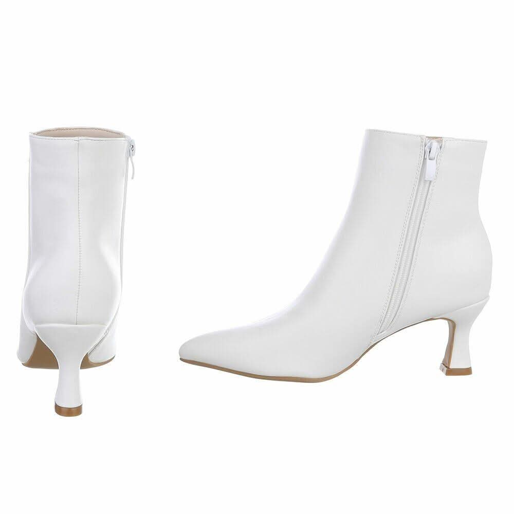 White kitten heel boots