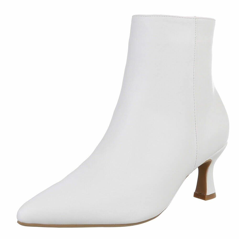 White kitten heel boots