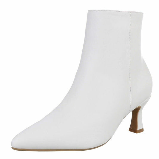 White kitten heel boots