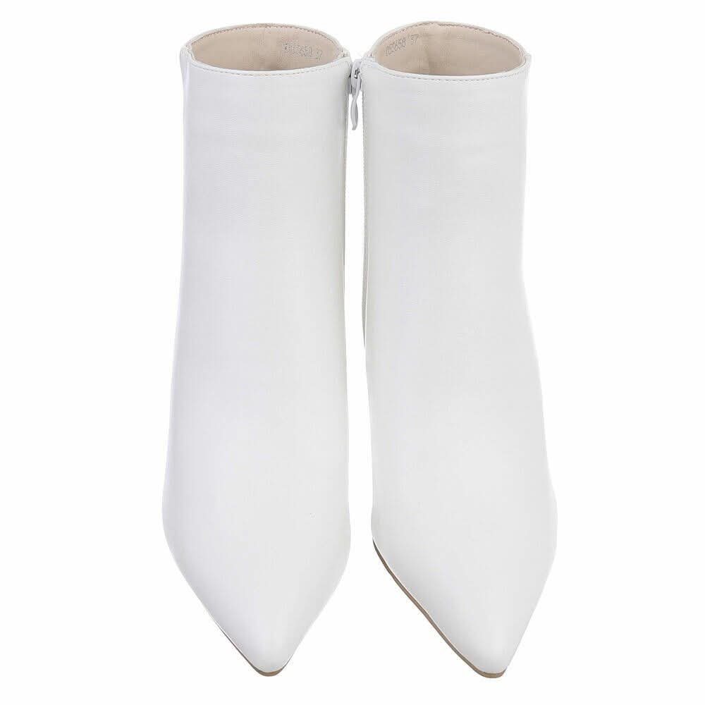 White kitten heel boots