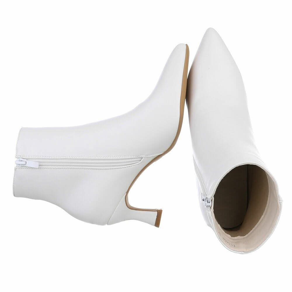 White kitten heel boots