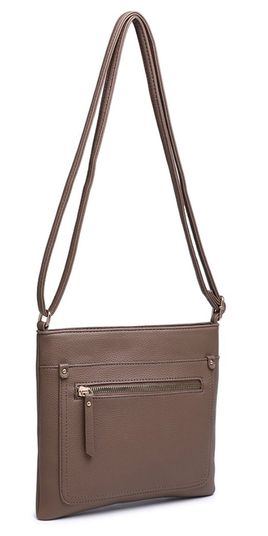 Faux leather messenger bag