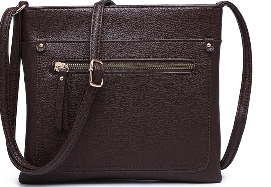 Faux leather messenger bag